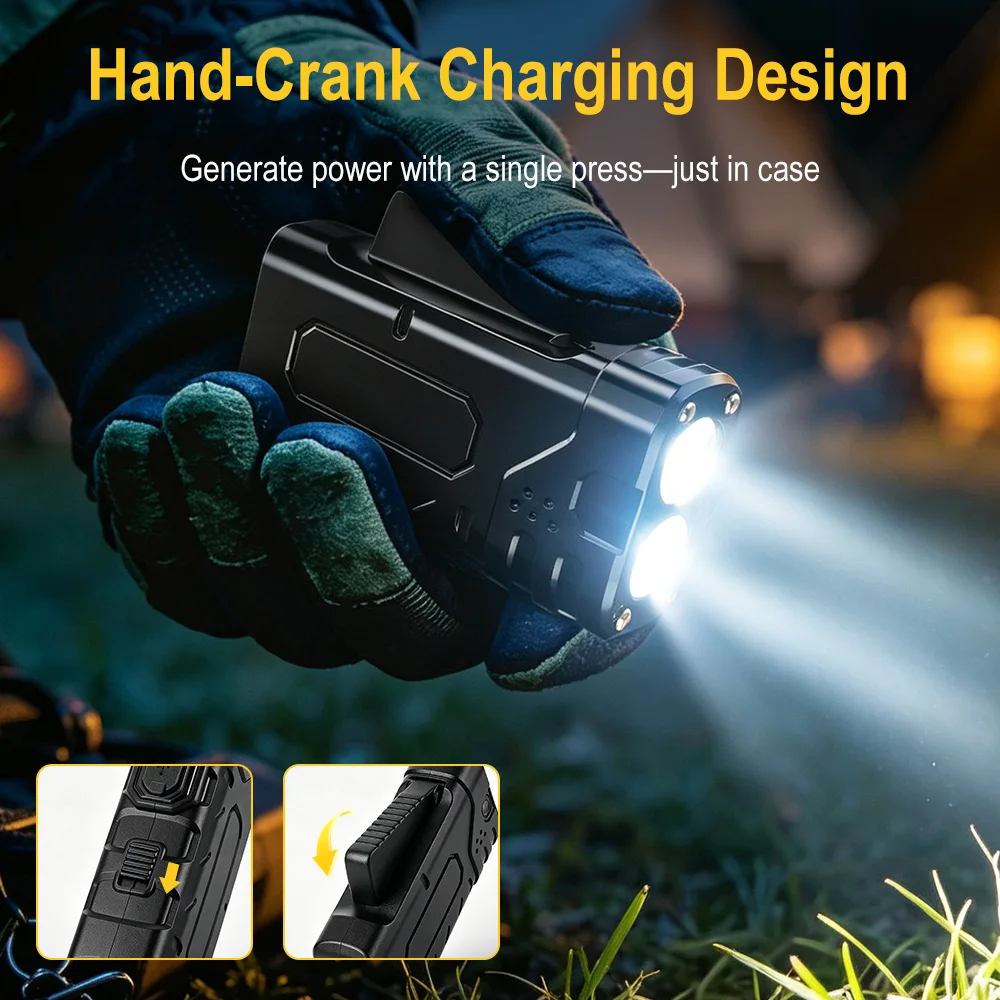 BORUIiT Hand Crank EDC LED Fla - Outdoor Power Supply recension och pris