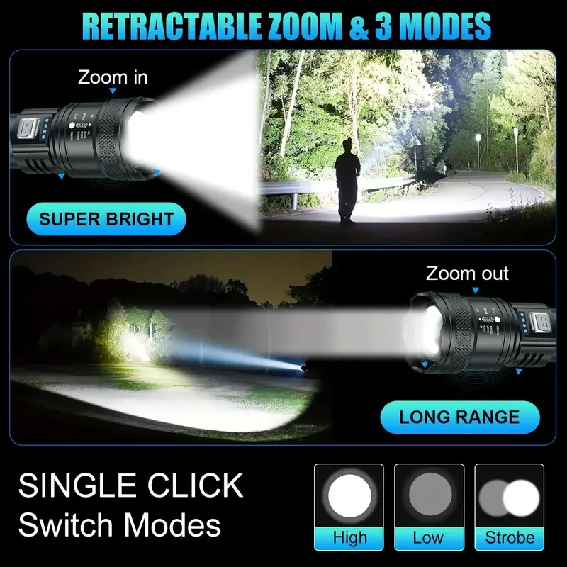 Tactical LED Flashlight 2000LM - Outdoor Power Supply recension och pris