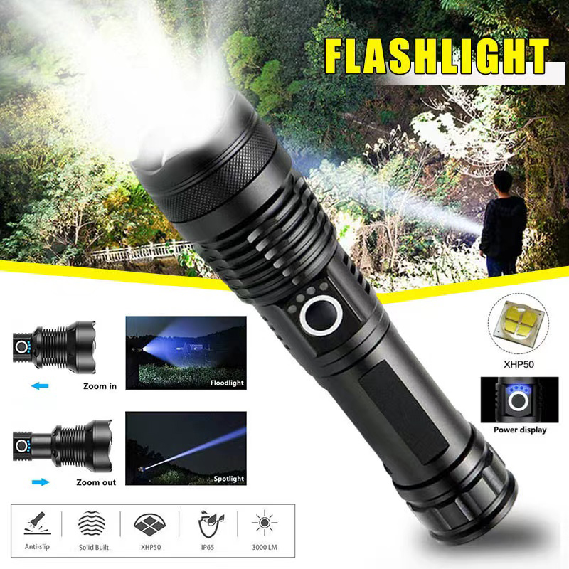 High Power XHP70 Led Flashligh - Outdoor Power Supply recension och pris